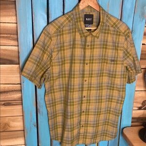 5.11 Tactical Men's Yellow green gray Plaid Shirt size large snap up